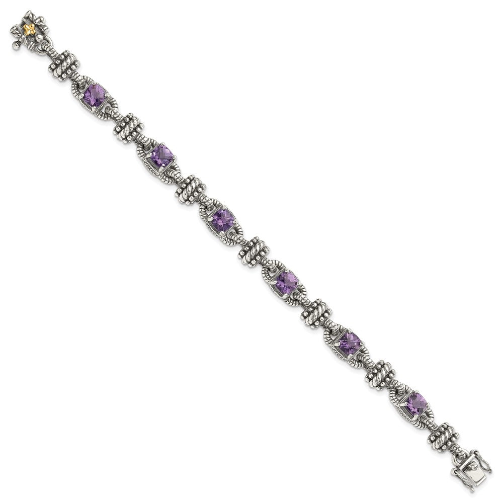 Sterling Silver w/14k Accent Antiqued Gemstone Bracelets