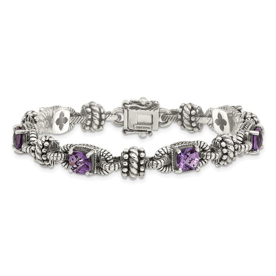 Sterling Silver w/14k Accent Antiqued Gemstone Bracelets