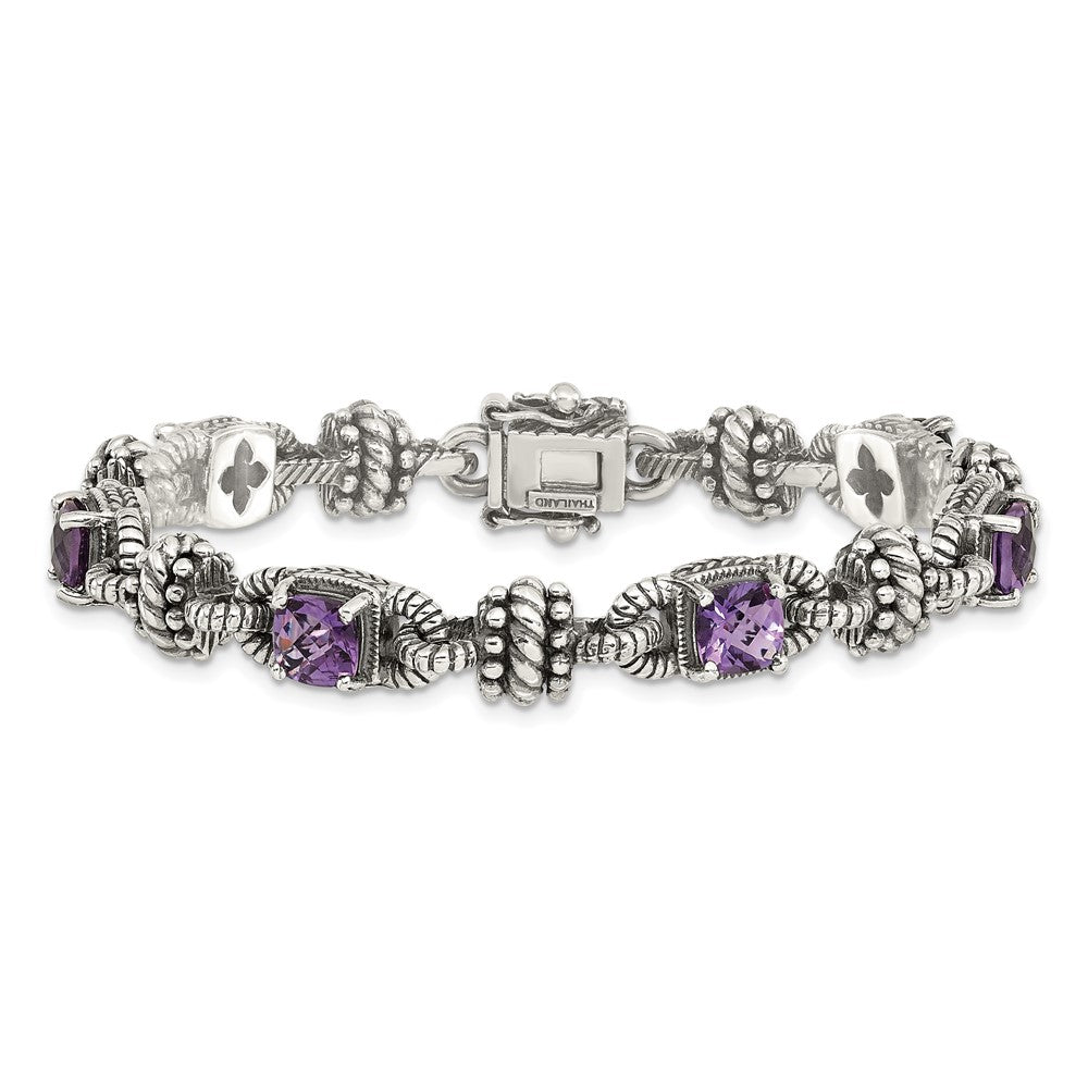Sterling Silver w/14k Accent Antiqued Gemstone Bracelets