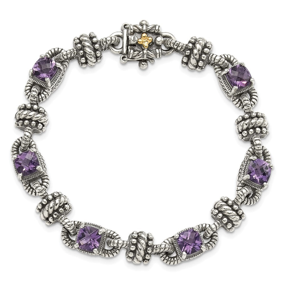 Sterling Silver w/14k Accent Antiqued Gemstone Bracelets