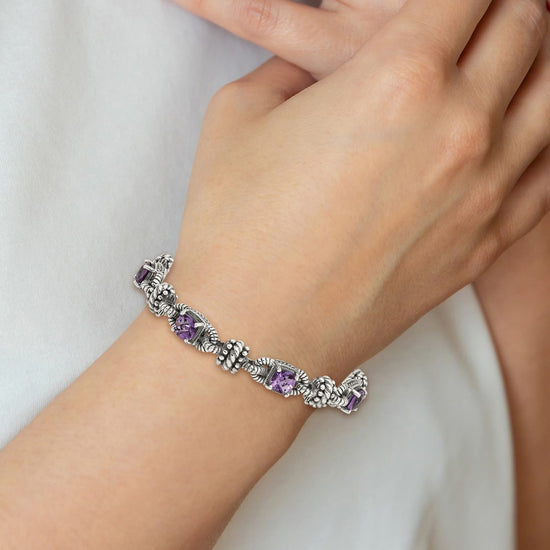 Sterling Silver w/14k Accent Antiqued Gemstone Bracelets
