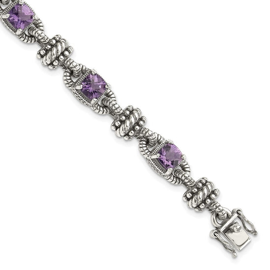 Sterling Silver w/14k Accent Antiqued Gemstone Bracelets
