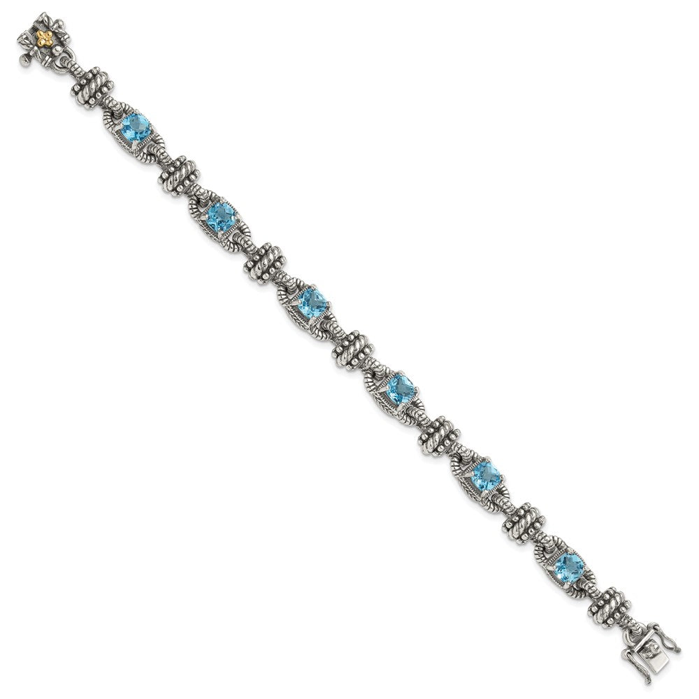 Sterling Silver w/14k Accent Antiqued Gemstone Bracelets