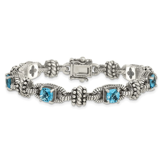 Sterling Silver w/14k Accent Antiqued Gemstone Bracelets