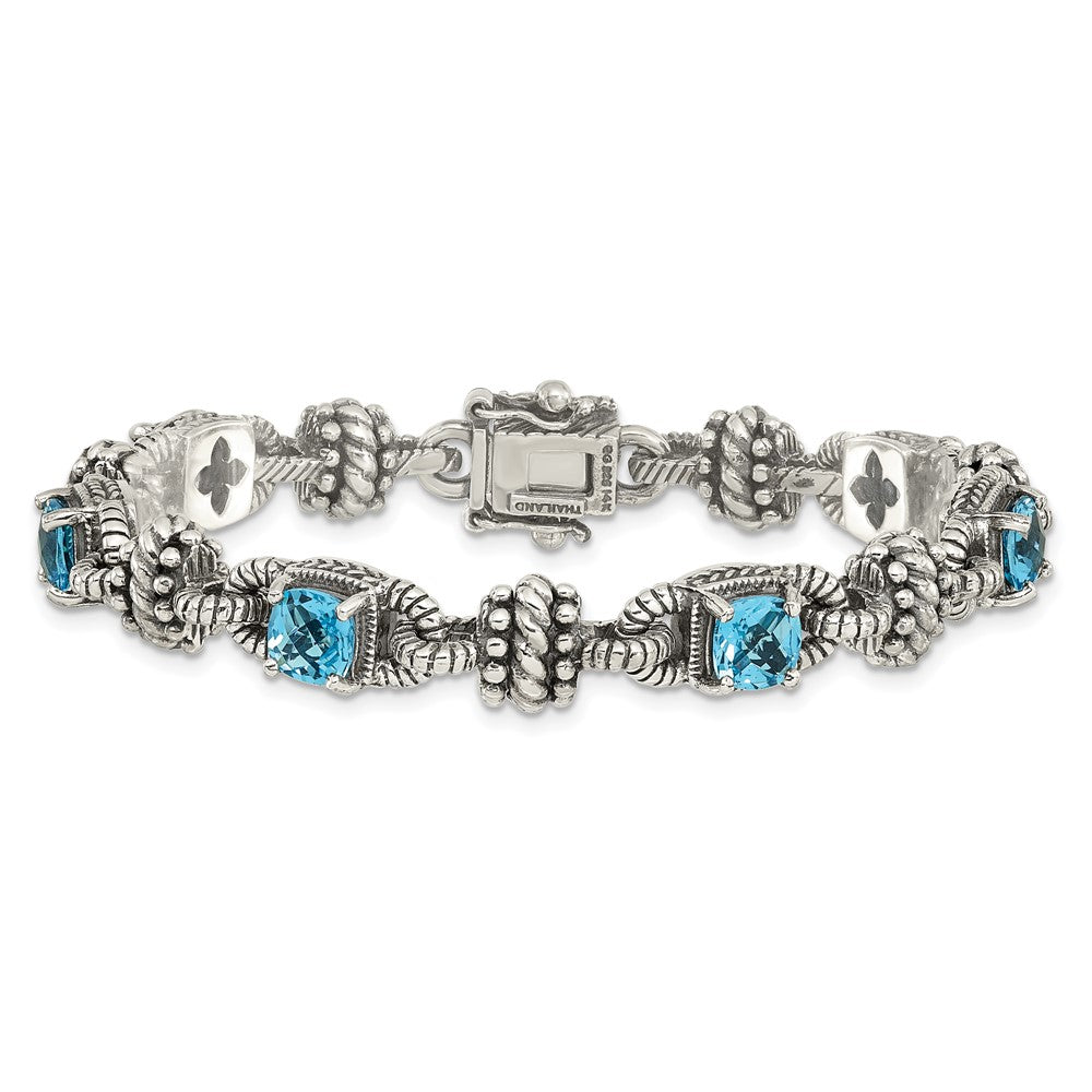 Sterling Silver w/14k Accent Antiqued Gemstone Bracelets