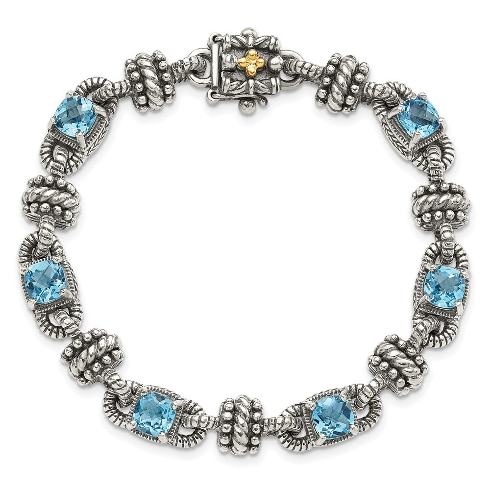 Sterling Silver w/14k Accent Antiqued Gemstone Bracelets
