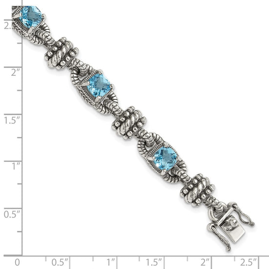 Sterling Silver w/14k Accent Antiqued Gemstone Bracelets