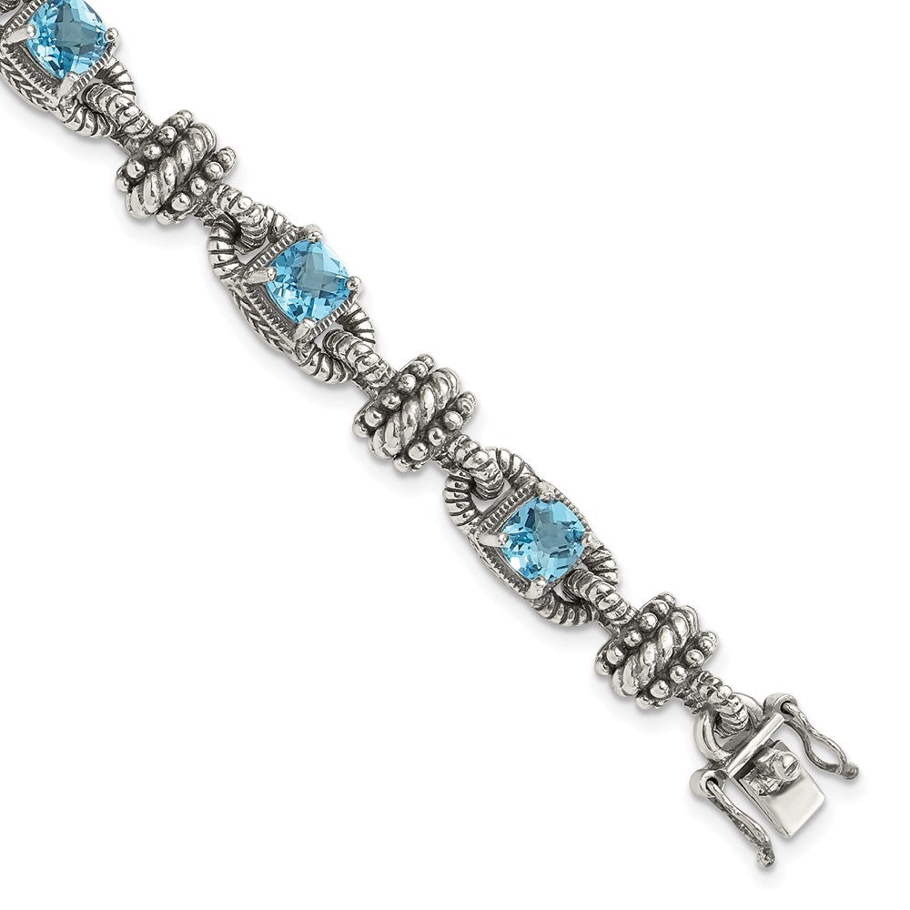Sterling Silver w/14k Accent Antiqued Gemstone Bracelets