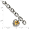 Shey Couture Sterling Silver with 14K Accent 7.5 Inch Antiqued Citrine Heart Bracelet