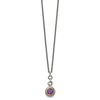 Shey Couture Sterling Silver Gold-tone Flash Gold-plated 18 Inch Antiqued Round Bezel Amethyst Necklace