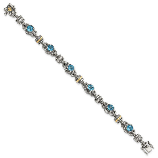 Sterling Silver w/14k Accent Antiqued Gemstone Bracelets
