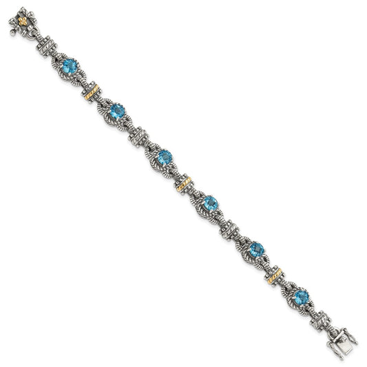 Sterling Silver w/14k Accent Antiqued Gemstone Bracelets