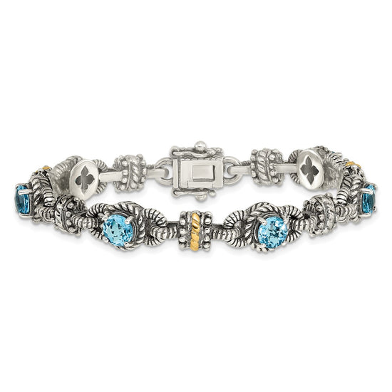 Sterling Silver w/14k Accent Antiqued Gemstone Bracelets