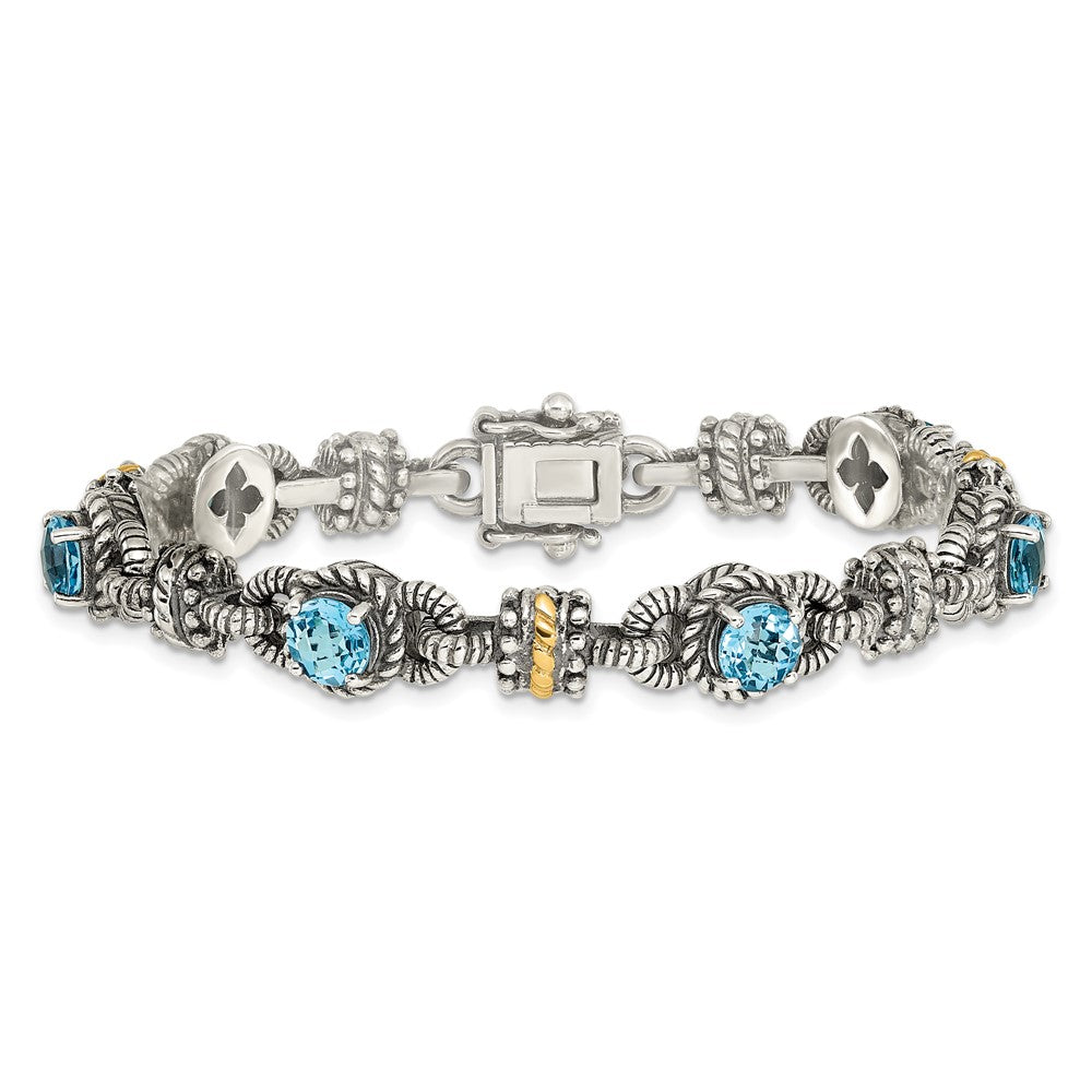 Sterling Silver w/14k Accent Antiqued Gemstone Bracelets