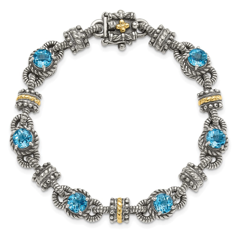 Sterling Silver w/14k Accent Antiqued Gemstone Bracelets