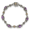 Sterling Silver w/14k Accent Antiqued Oval Gemstone Bracelets