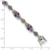 Sterling Silver w/14k Accent Antiqued Oval Gemstone Bracelets