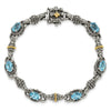 Sterling Silver w/14k Accent Antiqued Oval Gemstone Bracelets