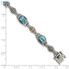 Sterling Silver w/14k Accent Antiqued Oval Gemstone Bracelets