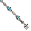 Sterling Silver w/14k Accent Antiqued Oval Gemstone Bracelets