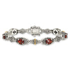 Sterling Silver w/14k Accent Antiqued Oval Gemstone Bracelets