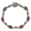 Sterling Silver w/14k Accent Antiqued Oval Gemstone Bracelets