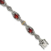 Sterling Silver w/14k Accent Antiqued Oval Gemstone Bracelets