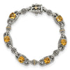 Sterling Silver w/14k Accent Antiqued Cushion Gemstone Bracelets