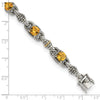 Sterling Silver w/14k Accent Antiqued Cushion Gemstone Bracelets