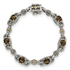 Sterling Silver w/14k Accent Antiqued Cushion Gemstone Bracelets