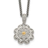 Shey Couture Sterling Silver Antiqued with 14K Accent 18 Inch Diamond Vintage Flower Necklace