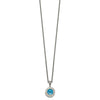Shey Couture Sterling Silver with 14K Accent 18 Inch Antiqued Round Swiss Blue Topaz and Diamond Necklace