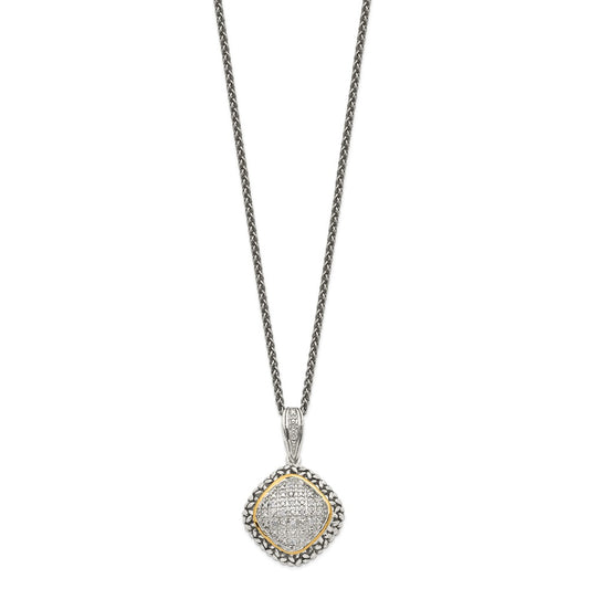 Shey Couture Sterling Silver with 14K Accent 18 Inch Antiqued Diamond Necklace