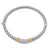 Shey Couture Sterling Silver with 14K Accent Antiqued Diamond Hinged Bangle Bracelet