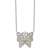 Shey Couture Sterling Silver Rhodium-plated with 14K Accent 18 Inch Diamond Butterfly Necklace