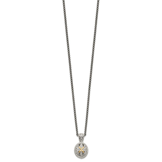 Shey Couture Sterling Silver Antiqued with 14K Accent 18 Inch Diamond Necklace
