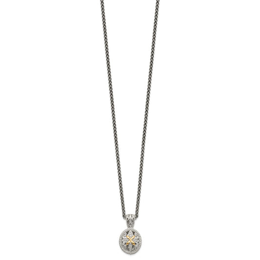 Shey Couture Sterling Silver Antiqued with 14K Accent 18 Inch Diamond Necklace