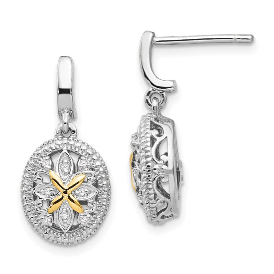 Shey Couture Sterling Silver Rhodium-plated with 14K Accent Diamond Post Dangle Earrings