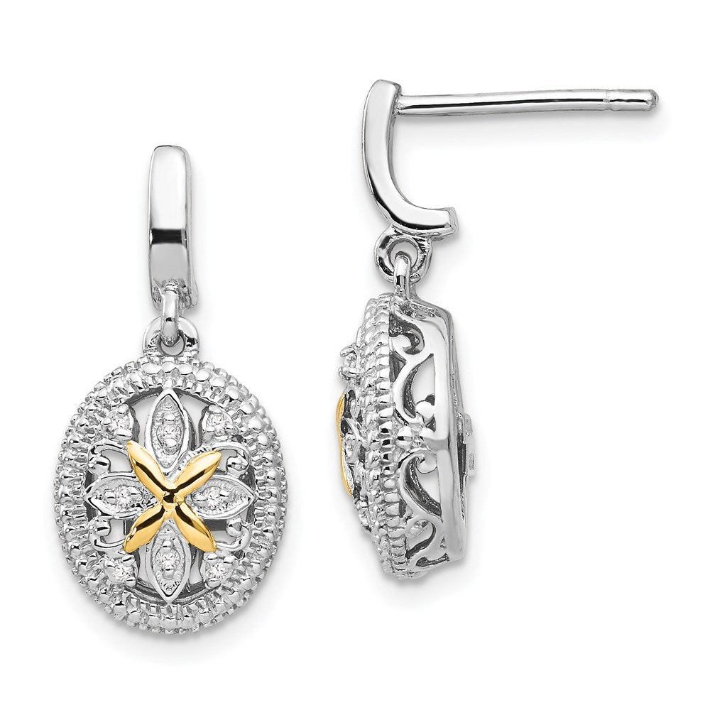 Shey Couture Sterling Silver Rhodium-plated with 14K Accent Diamond Post Dangle Earrings