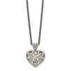 Shey Couture Sterling Silver Antiqued with 14K Accent 18 Inch Diamond Vintage Heart Necklace