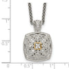 Shey Couture Sterling Silver Antiqued with 14K Accent 18 Inch Diamond Vintage Necklace