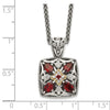 Sterling Silver w/14k Floral Gemstone Necklace
