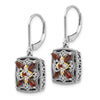 Shey Couture Sterling Silver with 14K Accent Antiqued Diamond and Marquise Garnet Leverback Earrings
