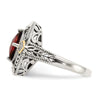Shey Couture Sterling Silver with 14K Accent Antiqued Diamond and Checkerboard Cushion Garnet Ring