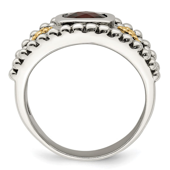 Sterling Silver w/14k Accent Antiqued Cushion Gemstone Rings