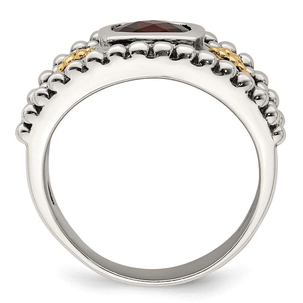 Sterling Silver w/14k Accent Antiqued Cushion Gemstone Rings