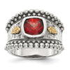 Sterling Silver w/14k Accent Antiqued Cushion Gemstone Rings