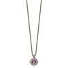 Shey Couture Sterling Silver with 14K Accent 18 Inch Antiqued Cushion Amethyst Necklace