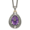 Sterling Silver w/14k Teardrop Gemstone Necklace