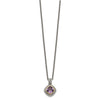 Shey Couture Sterling Silver with 14K Accent 18 Inch Antiqued Cushion Bezel Amethyst Necklace